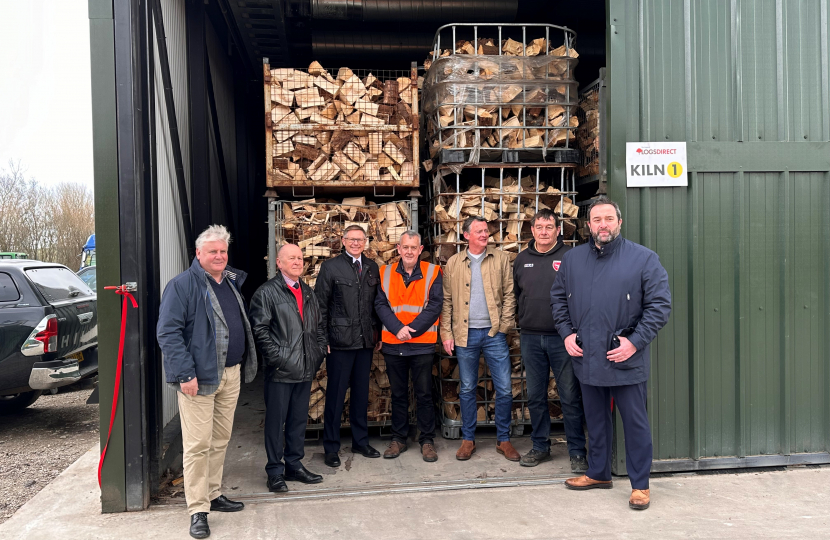 David Morris MP and Stephen Talbot Opening Logs Direct's Kiln in Halton with Members of the local parish Councils in Halton and Kellet 