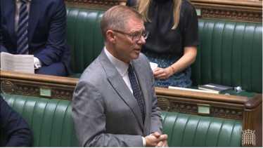 David Morris MP in the Chamber asking the Chancellor a question about Eden Project Morecambe