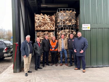 David Morris MP and Stephen Talbot Opening Logs Direct's Kiln in Halton with Members of the local parish Councils in Halton and Kellet 